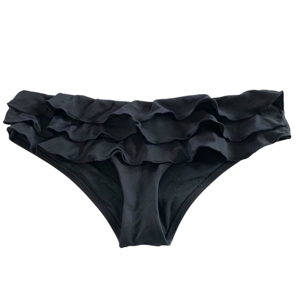 OndadeMar Ruffle Bikini Bottom. Black. XS